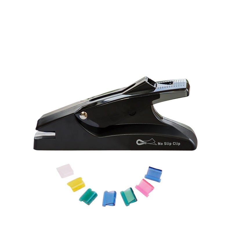 OfficeGoods No Slip Clip Staple Free Stapler - Revolutionary Clasp & Fastener for Documents & Reports - Holds 2 to 50 Pages Perfectly Without Staples - 40 Reusable Clips - Image 1